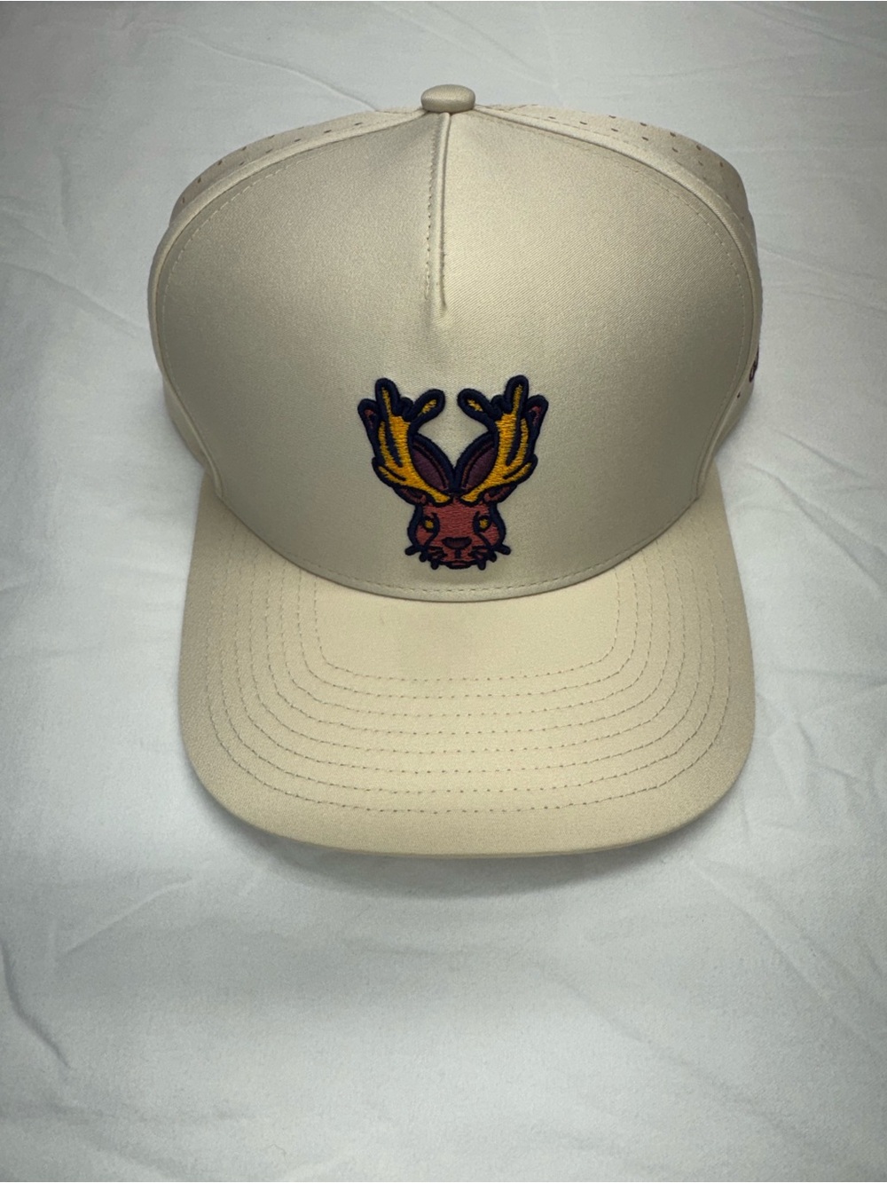 Waggle Beige Golf Hat with Jackalope Emblem - Men Accessories